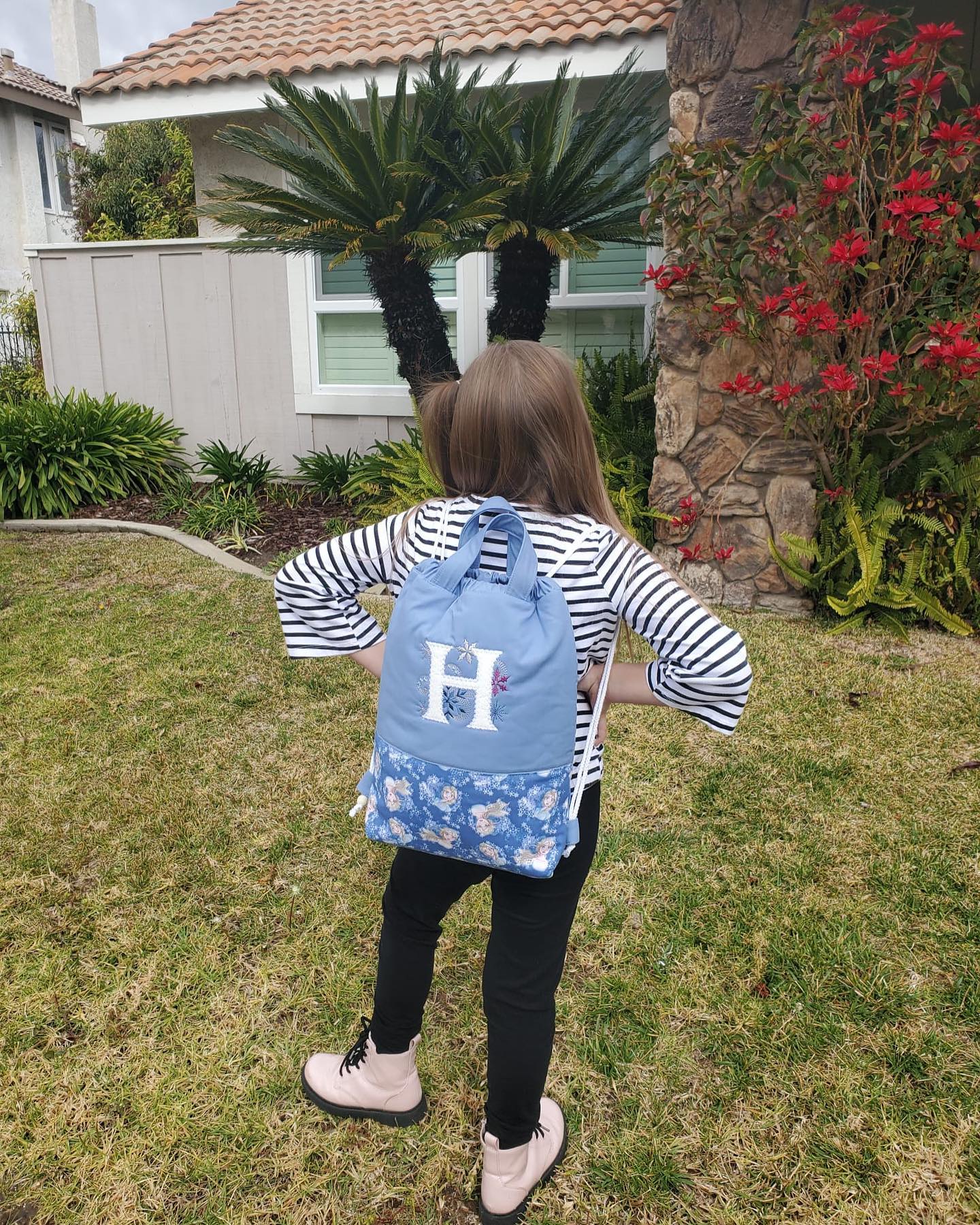 Monogrammed Drawstring Backpack